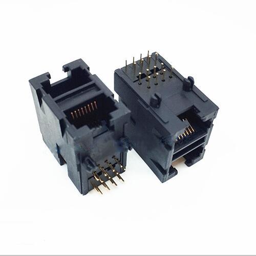 Gniazdo RJ45 Wejście boczne Full Plastic 2x1P