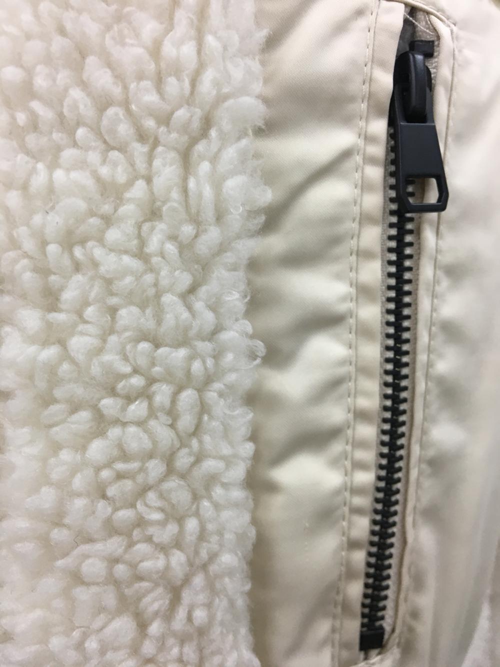 Off White Shearling Zip Up Jacke