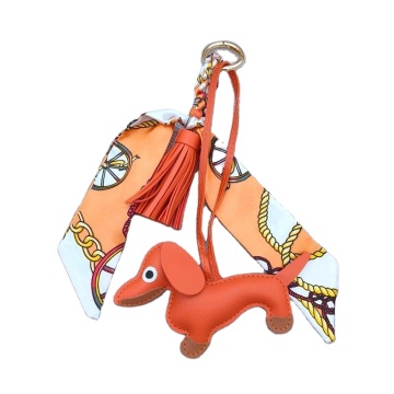 Luxury Dachshund Silk Scarf Keychain Ornament