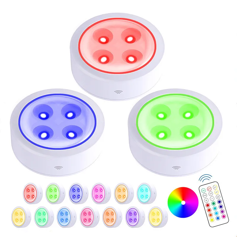 Dimmable Wireless RGB Puck Light for Stylish Home Decor