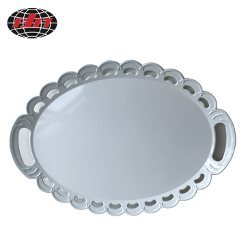 Glitter Silver Oval Plastic Tray