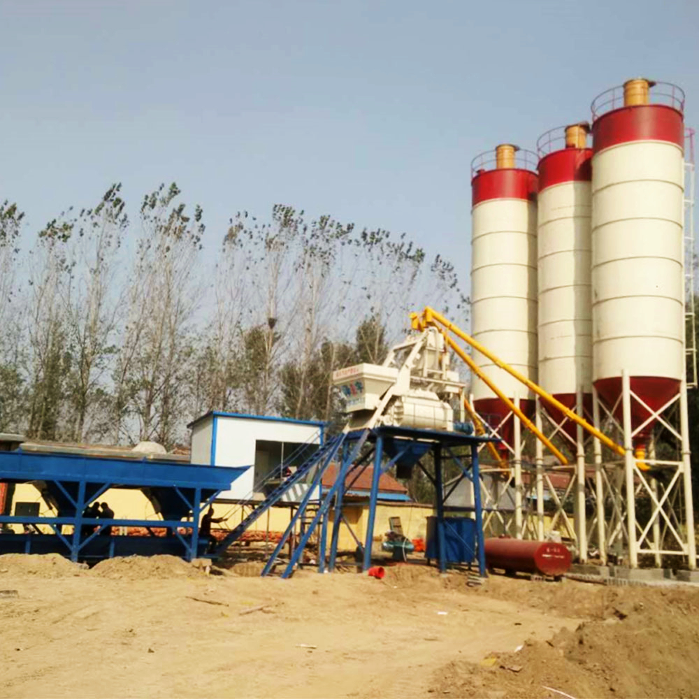 HZS50 precast mini fixed type concrete batching plant