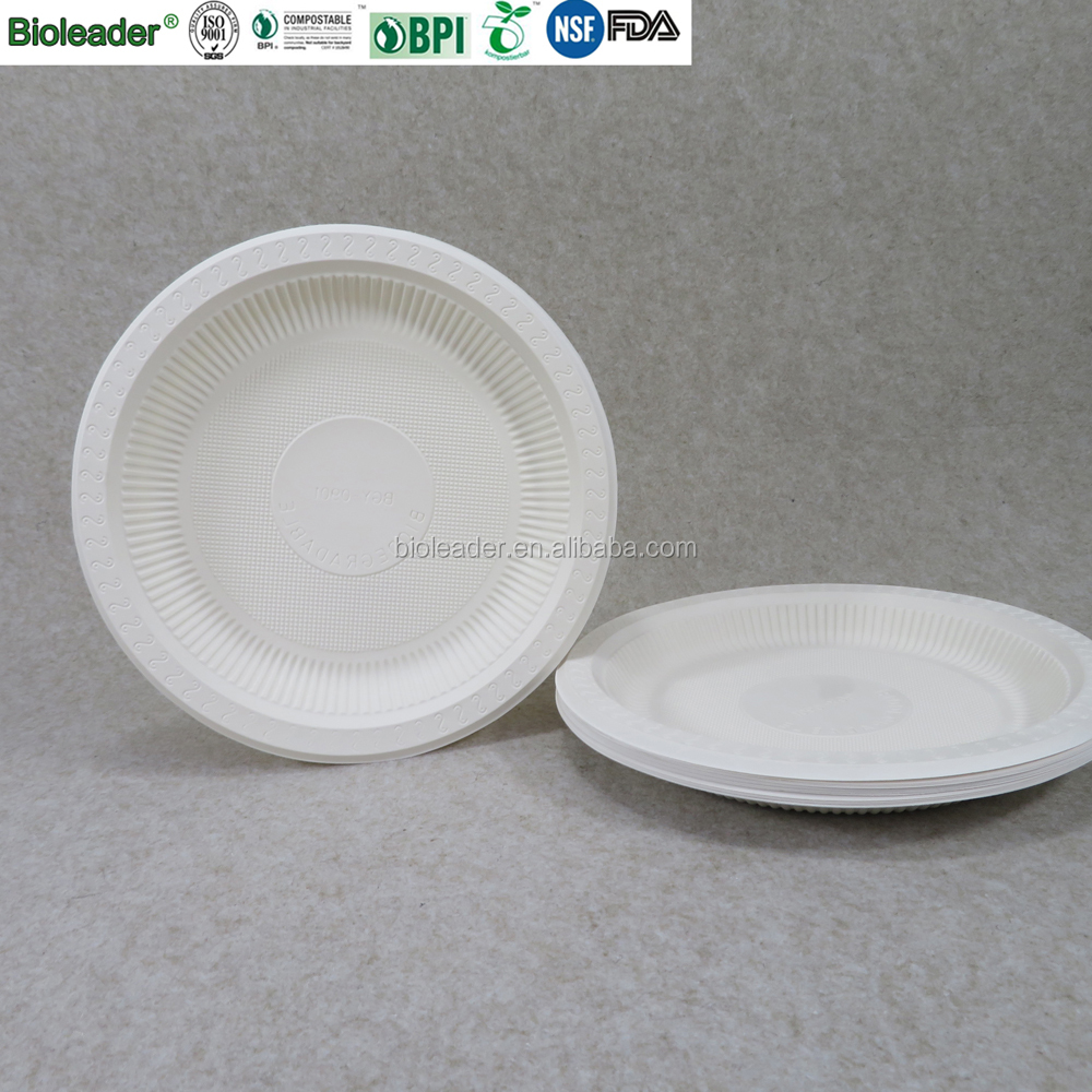 6 7 8 9 10 inch Wholesale Biodegradable Disposable Cornstarch Plastic Round Plates