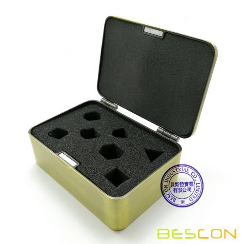 Bescon Deluxe Heavy Duty Caja de dados de metal de latón para 7pcs Set de dados poliédricos RPG