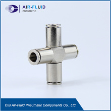 Air-Fluid Brass Nickel-Plated Equal Cross Push in Fittings.