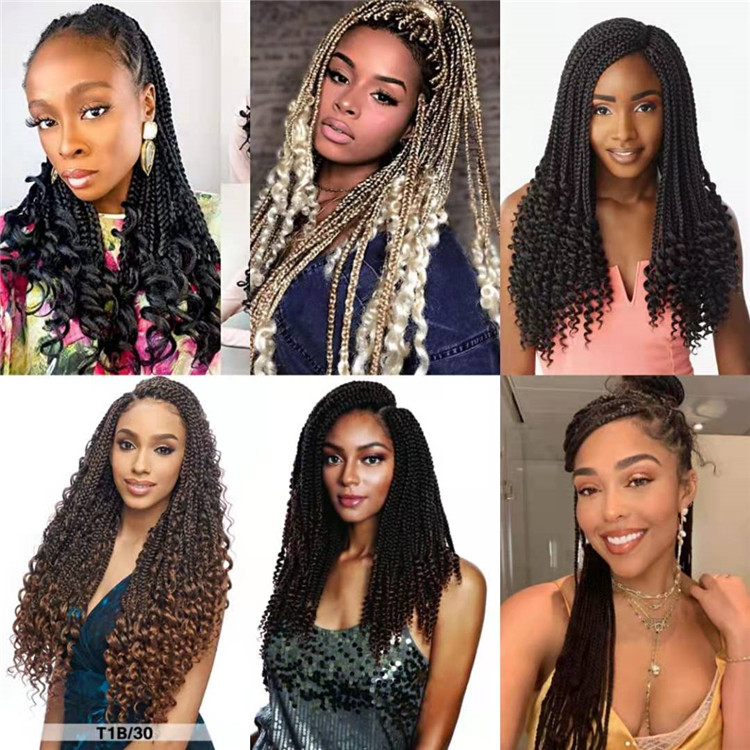 Factory Wholesale Box Braids Crochet Twist Hair Braids with Curly Ends Synthetic Goddess Faux Locs Braids