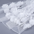 Pure White 3D Flower Lace Embroidery Fabric