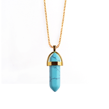 Turquoise Pendant Necklace Jewelry for Women Healing Stone Pendulum