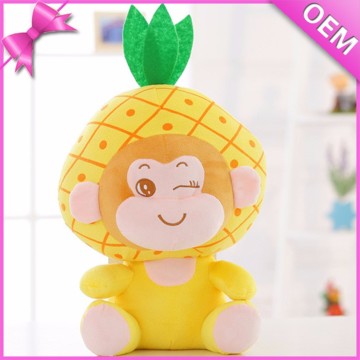 10" Sitting Pineapple Head Plush Monkey Toy, Monkey Plush Toy, Yellow Monkey Plush Toy