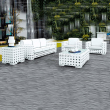 White Aluminium Outdoor Sofa Set with Rattan Furniture HFA-021