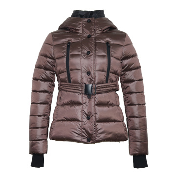 Ladies' winter coat wtih belt and hood