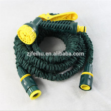 OBI supplier double latex Platinum fittings high strong fabric flexible expanding garden hose with 7 way sprayer nozzle
