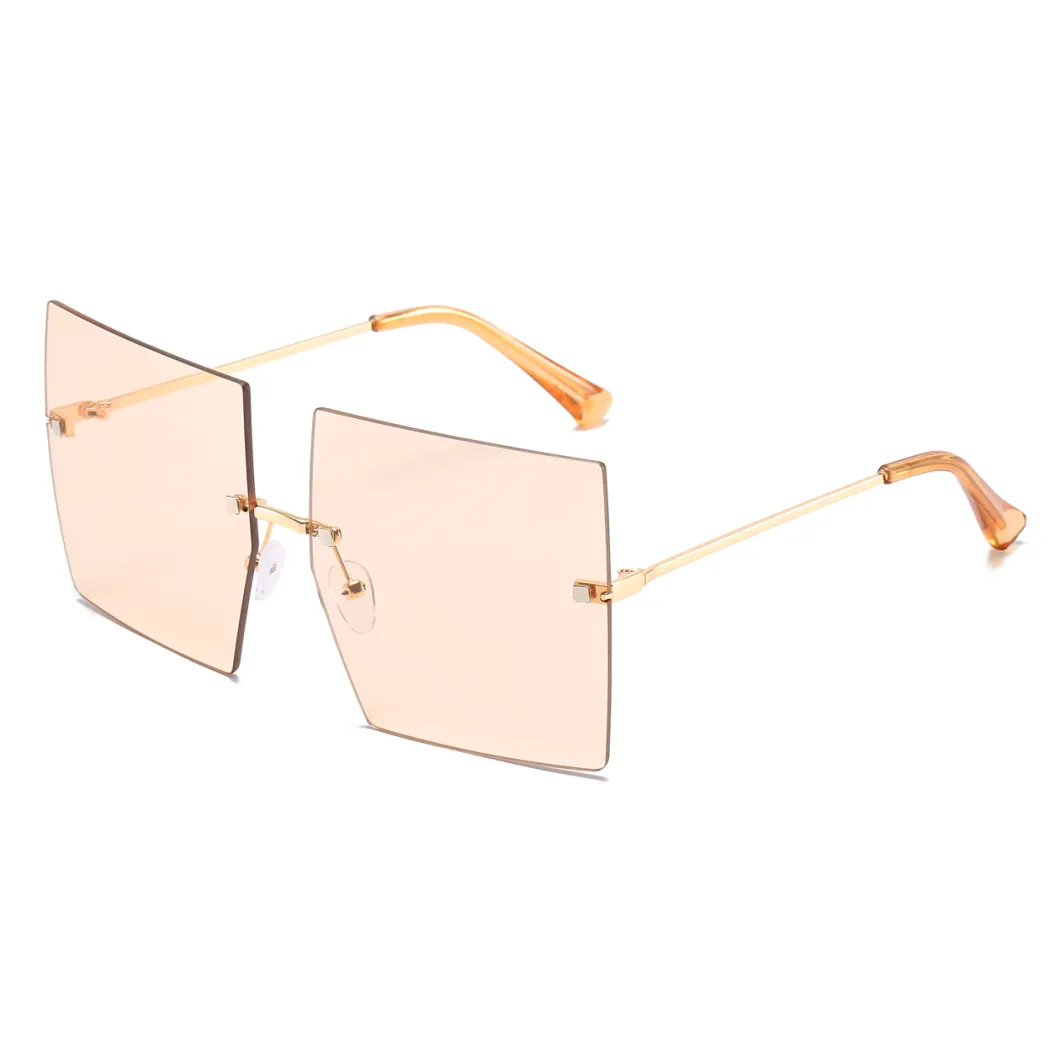 2020 No MOQ Square Metal Big Lens Fashion Sunglasses