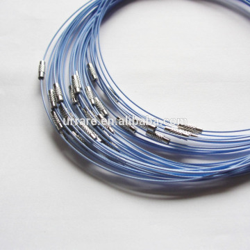 Elegant Chromatic Lt.Sapphire Stainless Steel Wire Cord Necklace