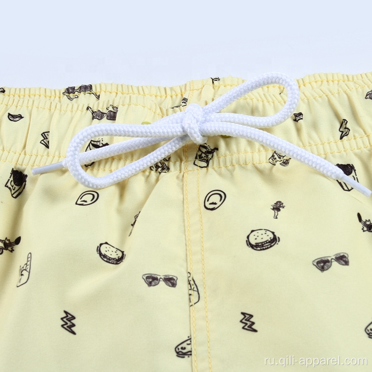 Короткие пляжные мужские брюки из полиэстера с завязками для взрослых