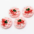 Venta al por mayor 3D Novel Kawaii Mini Pink Cookie Strawberry Waffle Resina Cabochons para la decoración del partido en casa