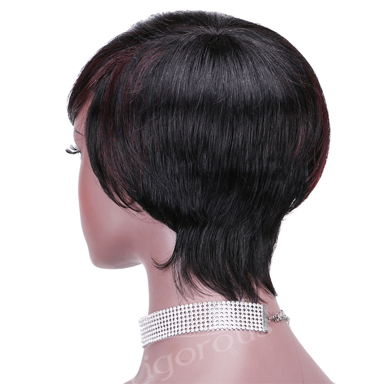 Short Bob Straight Highlight Red Wholesale Pixie Cut Wave Cheap Glueless Brazilian Raw Human Hair Wigs Black Women