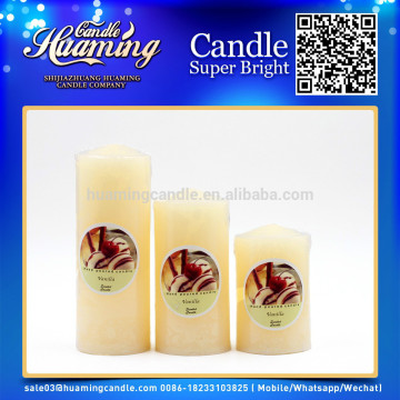 Huaming decorated candles/Wholesale White Pillar Candles /white pillar church candles