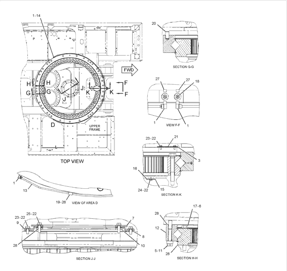 Cat374D Механизм поворота 3333009 3678361