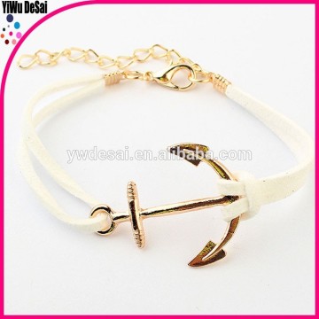 Hot saling hook bracelet with leather fashion fish hook bracelet