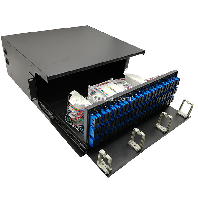 Boîte de distribution pour fibre de 19 "144 cœurs 4U, montage sur rack