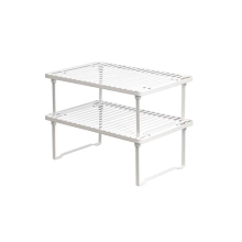 White Stackable Metal Kitchen Shelf Rack Organizer for Storage Cabinet