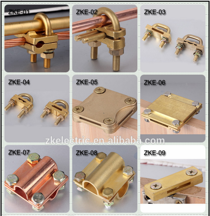 Brass Ground rod clamp Diameter 1/2'' 3/4'' 5/8'' 1'' A clamp G clamp Joint Connector Grounding Accessories