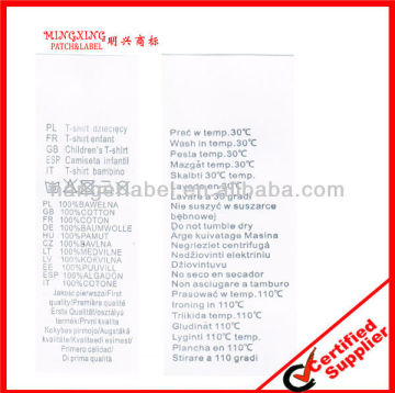 garment wash care labels