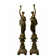Modern Decoration brass lady candlestick bronze statue light lamp candle holders