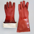 PVC rojo oscuro Guantes de guiones industriales de servicio pesado algodón