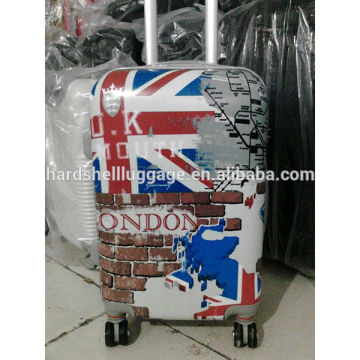 fashion printed caster wheels suitcase, abs suitcase