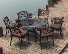 Cast Aluminium Patio Dining Set with BBQ Round Table