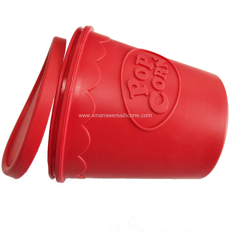 Silicone popcornbowl with handle popcorn bucket with lid