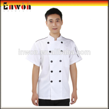 White Cheap short sleeve Chef Uniforms chef top with black buttons