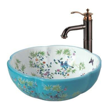 Blue and White Ceramic Bathroom Sink Decals