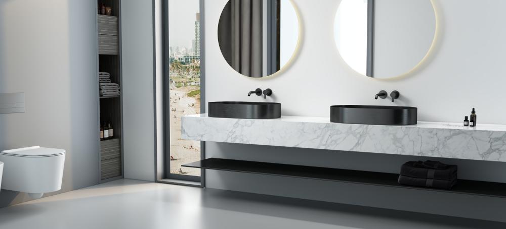 Meiao oval black pvd bathroom countertop basin