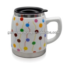 500ml high quality stainless steel/ceramic beer mug, ceramic bulk beer mugs