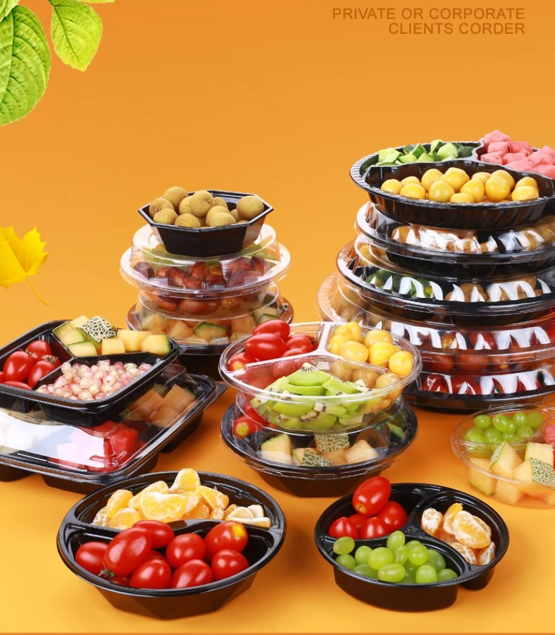 Pet Compartment Take Away Salad Food Container Tray with Lid