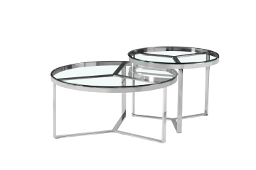 Silver Nesting Coffee Tables Set – Stackable Space-Savers