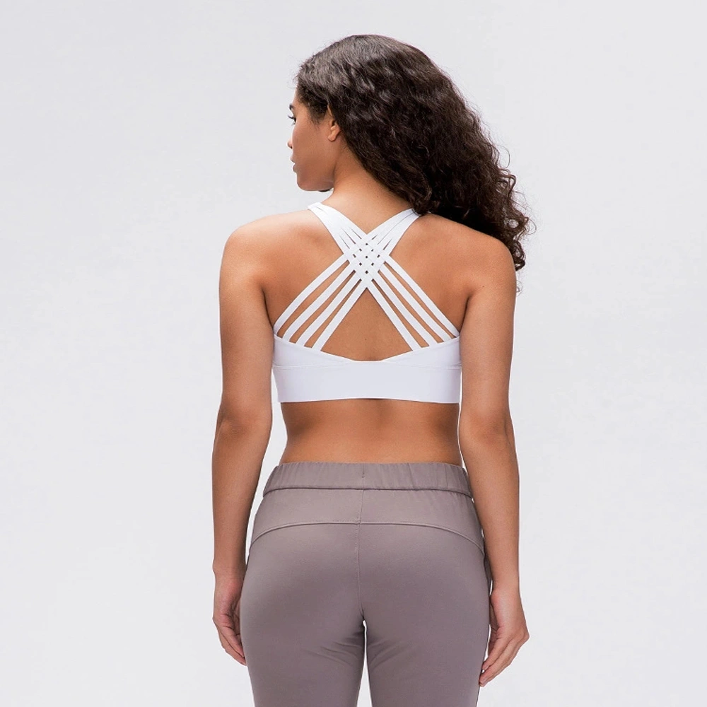 Breathable Mesh Zipper Back Yoga Sports Bra with Removable Cups