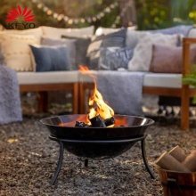 Black Wood Burning Fire Bowl Round Metal Fire Pit Portable Outdoor Fire pits