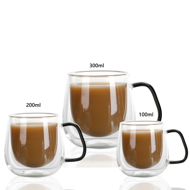 High Temperature Glass Transparent Double Insulation Glass Coffee Cup
