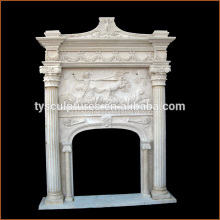 Newly designed large granite fireplace mantel coal fireplace with figure statue