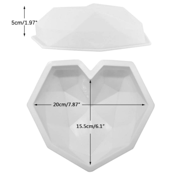 Molde de la torta de silicona del amor del corazón del diamante personalizado