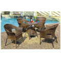 Rund Glass Outdoor Fritid Rattan Dining Set