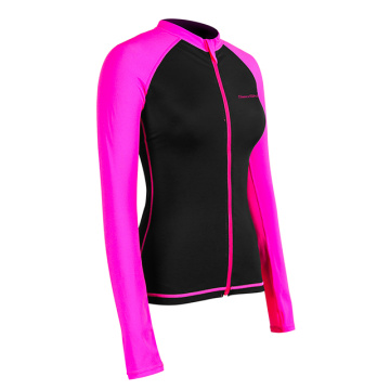 Seaskin Zip Rash Guard Top de manga comprida para mulher