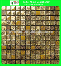 Goldleaf and Handdraw Glass mixed Wood Mosaic