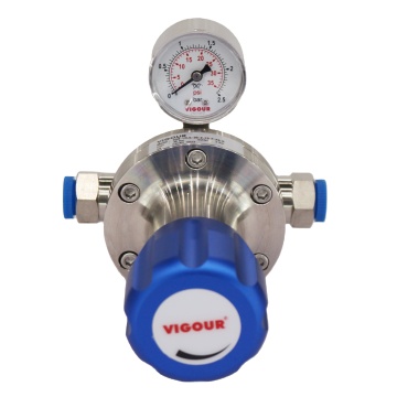 SS316L Manual Line Regulator 35 Bar Diaphragm Control