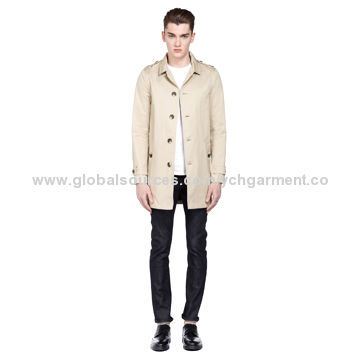 Men's Beige Cotton Trench Coat