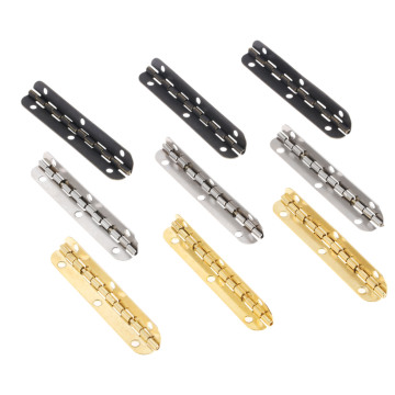 DRELD 4Pcs Cabinet Door Luggage Hinges 6 Holes Jewelry Wood Boxes Hinge Furniture Decoration W/Screws Gold/Silver/Bronze 65*15mm